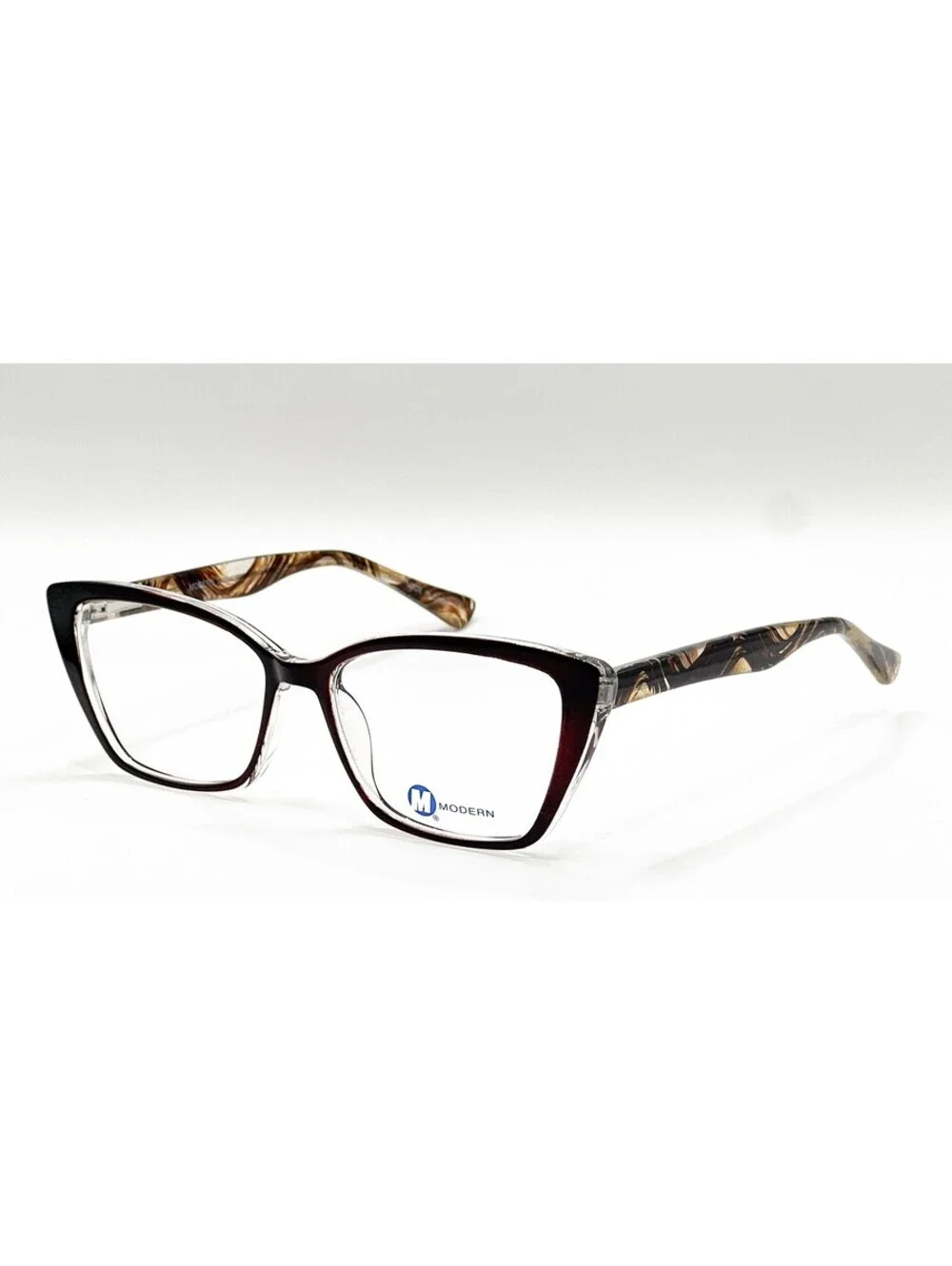 Modern Stirring Brown Crystal Mocha Cat Eye Authentic Eyeglass Frames 54-17-145